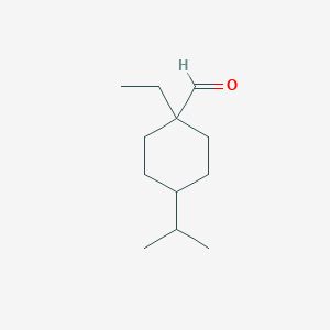 molecular formula C12H22O B13266537 1-Ethyl-4-(propan-2-yl)cyclohexane-1-carbaldehyde 
