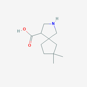 molecular formula C11H19NO2 B13266576 7,7-Dimethyl-2-azaspiro[4.4]nonane-4-carboxylic acid 