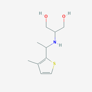 molecular formula C10H17NO2S B13266641 2-{[1-(3-Methylthiophen-2-yl)ethyl]amino}propane-1,3-diol 