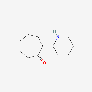molecular formula C12H21NO B13266717 2-(Piperidin-2-YL)cycloheptan-1-one 