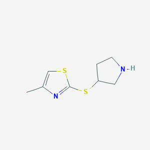 molecular formula C8H12N2S2 B13266751 4-Methyl-2-(pyrrolidin-3-ylsulfanyl)-1,3-thiazole 