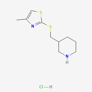molecular formula C10H17ClN2S2 B13266771 3-{[(4-Methyl-1,3-thiazol-2-yl)sulfanyl]methyl}piperidine hydrochloride 