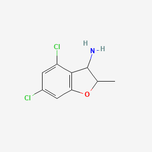 molecular formula C9H9Cl2NO B13266797 4,6-Dichloro-2-methyl-2,3-dihydro-1-benzofuran-3-amine 