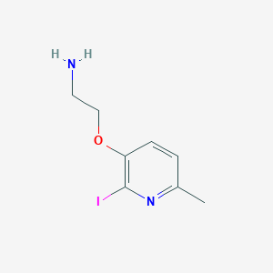 molecular formula C8H11IN2O B13266801 3-(2-Aminoethoxy)-2-iodo-6-methylpyridine 