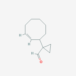 molecular formula C12H18O B13266809 1-(Cyclooct-2-en-1-yl)cyclopropane-1-carbaldehyde 
