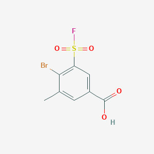 molecular formula C8H6BrFO4S B13266842 4-Bromo-3-(fluorosulfonyl)-5-methylbenzoic acid 