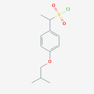molecular formula C12H17ClO3S B13266849 1-[4-(2-Methylpropoxy)phenyl]ethane-1-sulfonyl chloride 