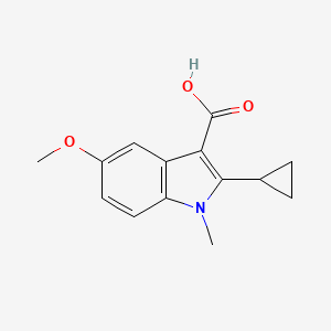 molecular formula C14H15NO3 B13266852 2-Cyclopropyl-5-methoxy-1-methyl-1H-indole-3-carboxylic acid 