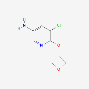 molecular formula C8H9ClN2O2 B13266869 5-Chloro-6-(oxetan-3-yloxy)pyridin-3-amine 