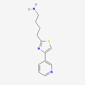molecular formula C12H15N3S B13266895 4-[4-(Pyridin-3-yl)-1,3-thiazol-2-yl]butan-1-amine 
