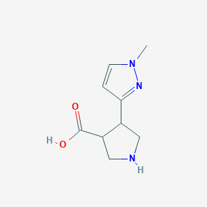 molecular formula C9H13N3O2 B13266900 4-(1-Methyl-1H-pyrazol-3-yl)pyrrolidine-3-carboxylic acid 