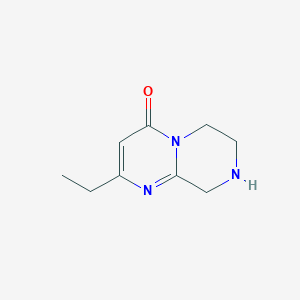 molecular formula C9H13N3O B13266924 2-Ethyl-4H,6H,7H,8H,9H-pyrimido[1,2-a]piperazin-4-one 