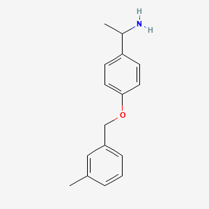 molecular formula C16H19NO B13267041 1-{4-[(3-Methylphenyl)methoxy]phenyl}ethan-1-amine 