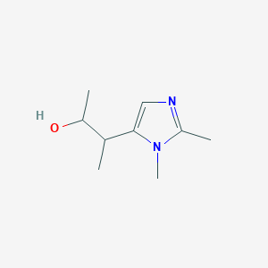 molecular formula C9H16N2O B13267120 3-(1,2-Dimethyl-1H-imidazol-5-yl)butan-2-ol 