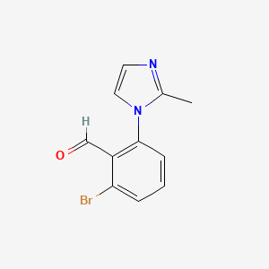 molecular formula C11H9BrN2O B13267140 2-Bromo-6-(2-methyl-1H-imidazol-1-yl)benzaldehyde 