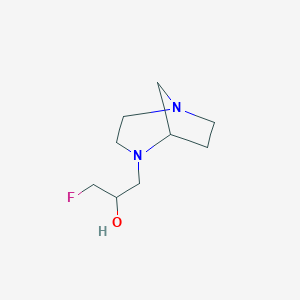 molecular formula C9H17FN2O B13267169 1-{1,4-Diazabicyclo[3.2.1]octan-4-yl}-3-fluoropropan-2-ol 
