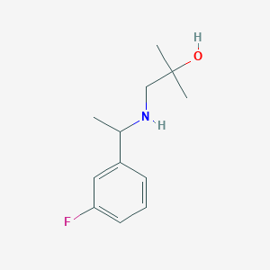 molecular formula C12H18FNO B13267182 1-{[1-(3-Fluorophenyl)ethyl]amino}-2-methylpropan-2-ol 
