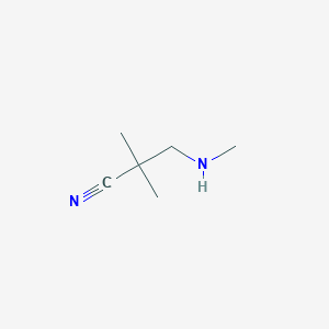 molecular formula C6H12N2 B13267235 2,2-Dimethyl-3-(methylamino)propanenitrile 