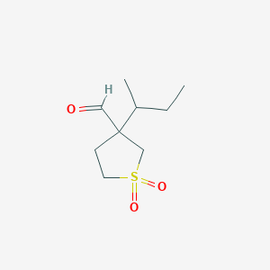 molecular formula C9H16O3S B13267278 3-(Butan-2-yl)-1,1-dioxo-1lambda6-thiolane-3-carbaldehyde 