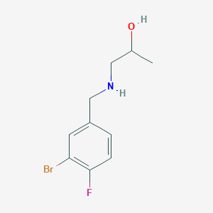 molecular formula C10H13BrFNO B13267333 1-{[(3-Bromo-4-fluorophenyl)methyl]amino}propan-2-ol 