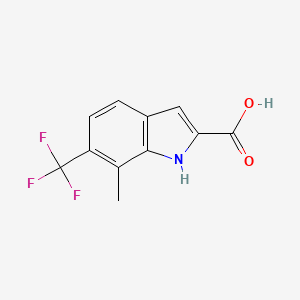 molecular formula C11H8F3NO2 B13267354 7-Methyl-6-(trifluoromethyl)-1H-indole-2-carboxylic acid 
