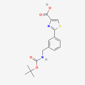 molecular formula C16H18N2O4S B13267367 2-[3-({[(Tert-butoxy)carbonyl]amino}methyl)phenyl]-1,3-thiazole-4-carboxylic acid 
