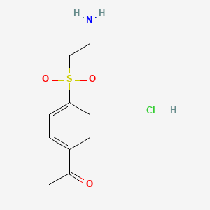 molecular formula C10H14ClNO3S B13267374 1-[4-(2-Aminoethanesulfonyl)phenyl]ethan-1-one hydrochloride 