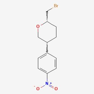 molecular formula C12H14BrNO3 B13267385 (2S,5R)-2-(Bromomethyl)-5-(4-nitrophenyl)oxane 