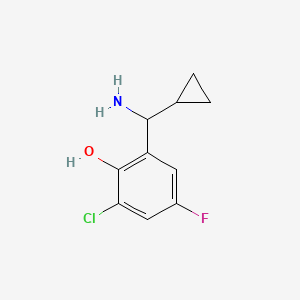 molecular formula C10H11ClFNO B13267449 2-[Amino(cyclopropyl)methyl]-6-chloro-4-fluorophenol 