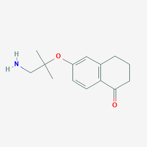 molecular formula C14H19NO2 B13267468 6-[(1-Amino-2-methylpropan-2-yl)oxy]-1,2,3,4-tetrahydronaphthalen-1-one 