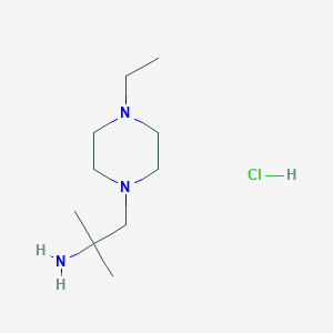 molecular formula C10H24ClN3 B13267657 1-(4-Ethylpiperazin-1-yl)-2-methylpropan-2-amine hydrochloride 