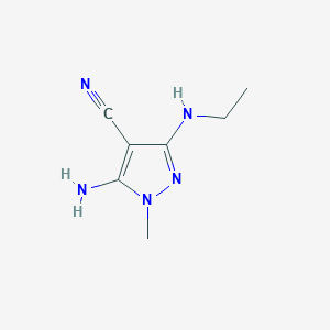 molecular formula C7H11N5 B13267682 5-Amino-3-(ethylamino)-1-methyl-1H-pyrazole-4-carbonitrile 