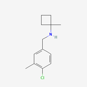 molecular formula C13H18ClN B13267748 N-[(4-Chloro-3-methylphenyl)methyl]-1-methylcyclobutan-1-amine 