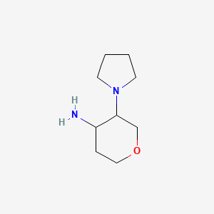 molecular formula C9H18N2O B13267786 3-(Pyrrolidin-1-yl)oxan-4-amine 