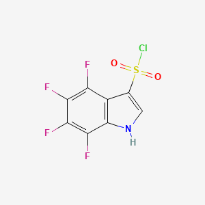 molecular formula C8H2ClF4NO2S B13267792 1h-Indole-3-sulfonyl chloride, 4,5,6,7-tetrafluoro- 