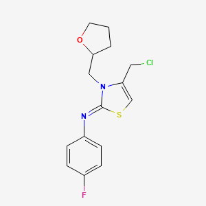 molecular formula C15H16ClFN2OS B13267815 N-[4-(chloromethyl)-3-(tetrahydrofuran-2-ylmethyl)-1,3-thiazol-2(3H)-ylidene]-N-(4-fluorophenyl)amine 
