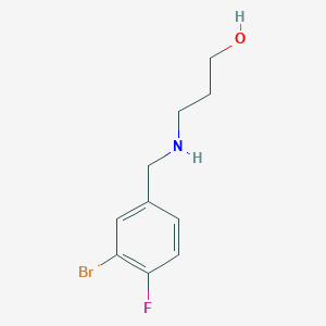 molecular formula C10H13BrFNO B13267836 3-{[(3-Bromo-4-fluorophenyl)methyl]amino}propan-1-ol 