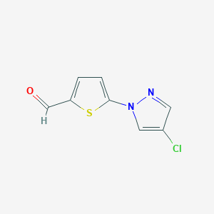 molecular formula C8H5ClN2OS B13267876 5-(4-Chloro-1H-pyrazol-1-YL)thiophene-2-carbaldehyde 