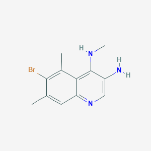 molecular formula C12H14BrN3 B13267998 6-Bromo-N4,5,7-trimethylquinoline-3,4-diamine 