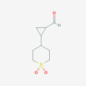 molecular formula C9H14O3S B13268019 2-(1,1-Dioxo-1lambda6-thian-4-yl)cyclopropane-1-carbaldehyde 