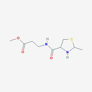 molecular formula C9H16N2O3S B13268037 Methyl 3-[(2-methyl-1,3-thiazolidin-4-yl)formamido]propanoate 
