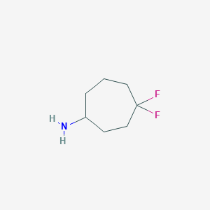 molecular formula C7H13F2N B13268050 4,4-Difluorocycloheptan-1-amine 
