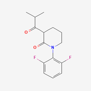 molecular formula C15H17F2NO2 B13268080 1-(2,6-Difluorophenyl)-3-(2-methylpropanoyl)piperidin-2-one 