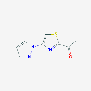 molecular formula C8H7N3OS B13268091 1-[4-(1H-Pyrazol-1-yl)-1,3-thiazol-2-yl]ethan-1-one 