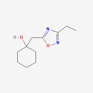 molecular formula C11H18N2O2 B13268168 1-[(3-Ethyl-1,2,4-oxadiazol-5-yl)methyl]cyclohexan-1-ol 
