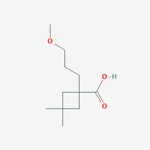 molecular formula C11H20O3 B13268173 1-(3-Methoxypropyl)-3,3-dimethylcyclobutane-1-carboxylic acid 