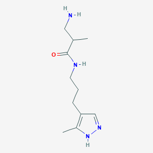 molecular formula C11H20N4O B13268181 3-Amino-2-methyl-N-[3-(3-methyl-1H-pyrazol-4-yl)propyl]propanamide 