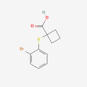molecular formula C11H11BrO2S B13268316 1-[(2-Bromophenyl)sulfanyl]cyclobutane-1-carboxylic acid 