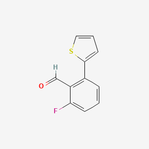 molecular formula C11H7FOS B13268338 2-Fluoro-6-(thiophen-2-yl)benzaldehyde 
