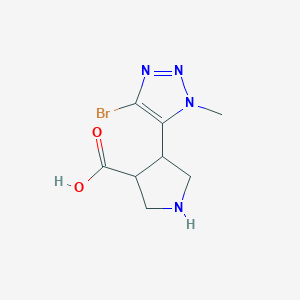 molecular formula C8H11BrN4O2 B13268340 4-(4-Bromo-1-methyl-1H-1,2,3-triazol-5-yl)pyrrolidine-3-carboxylic acid 
